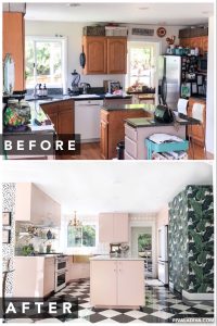 Before and after. Kitchen Inspiration REVEAL at RivaLaDiva.com. glam Kitchen